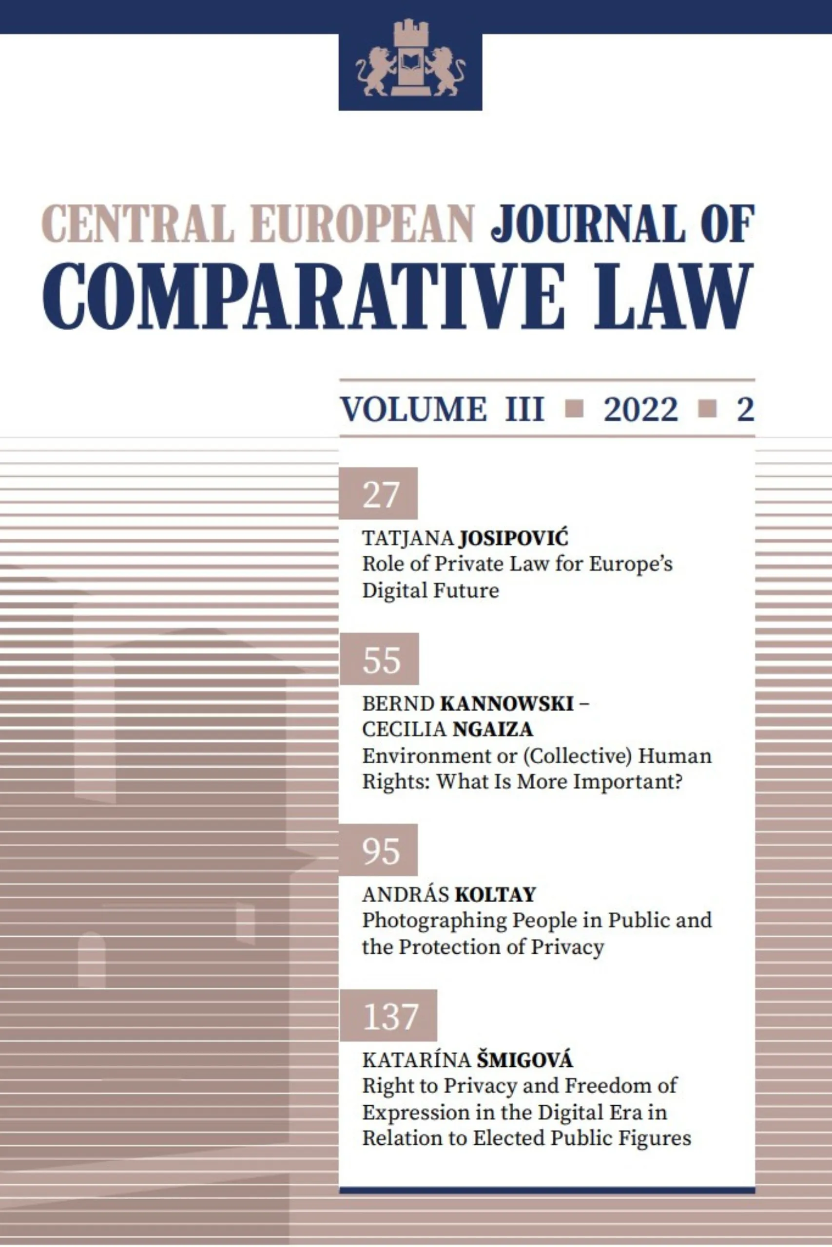 Central European Journal of Comparative Law Vol. 3 No. 2