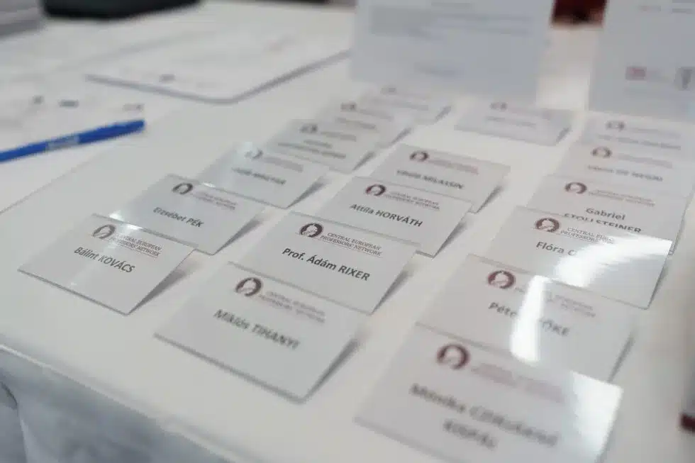 Registration desk with name tags