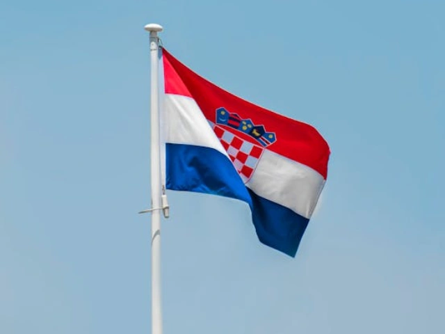 Flag of Croatia against a blue sky