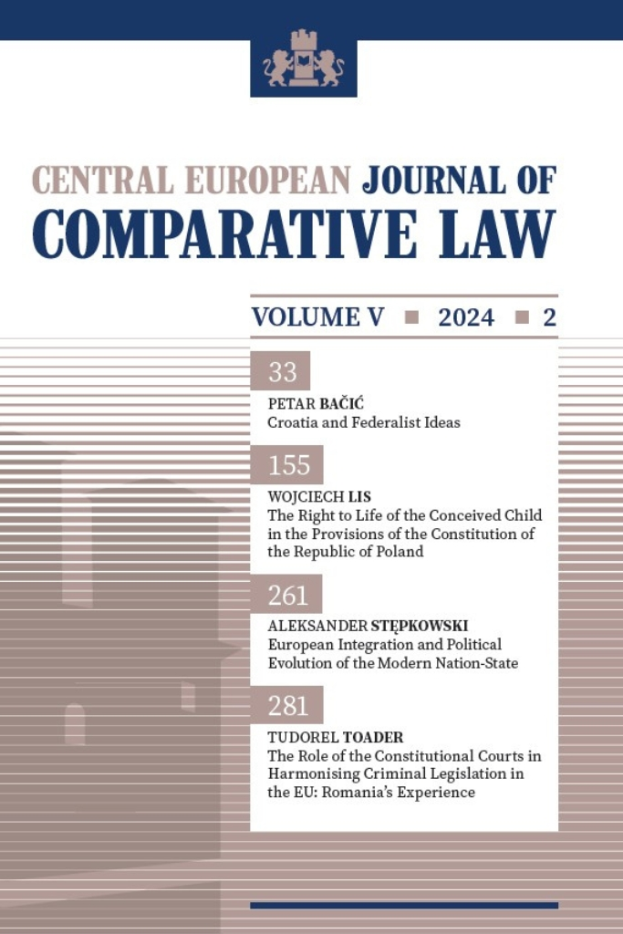 Central European Journal of Comparative Law folyóirat borítója